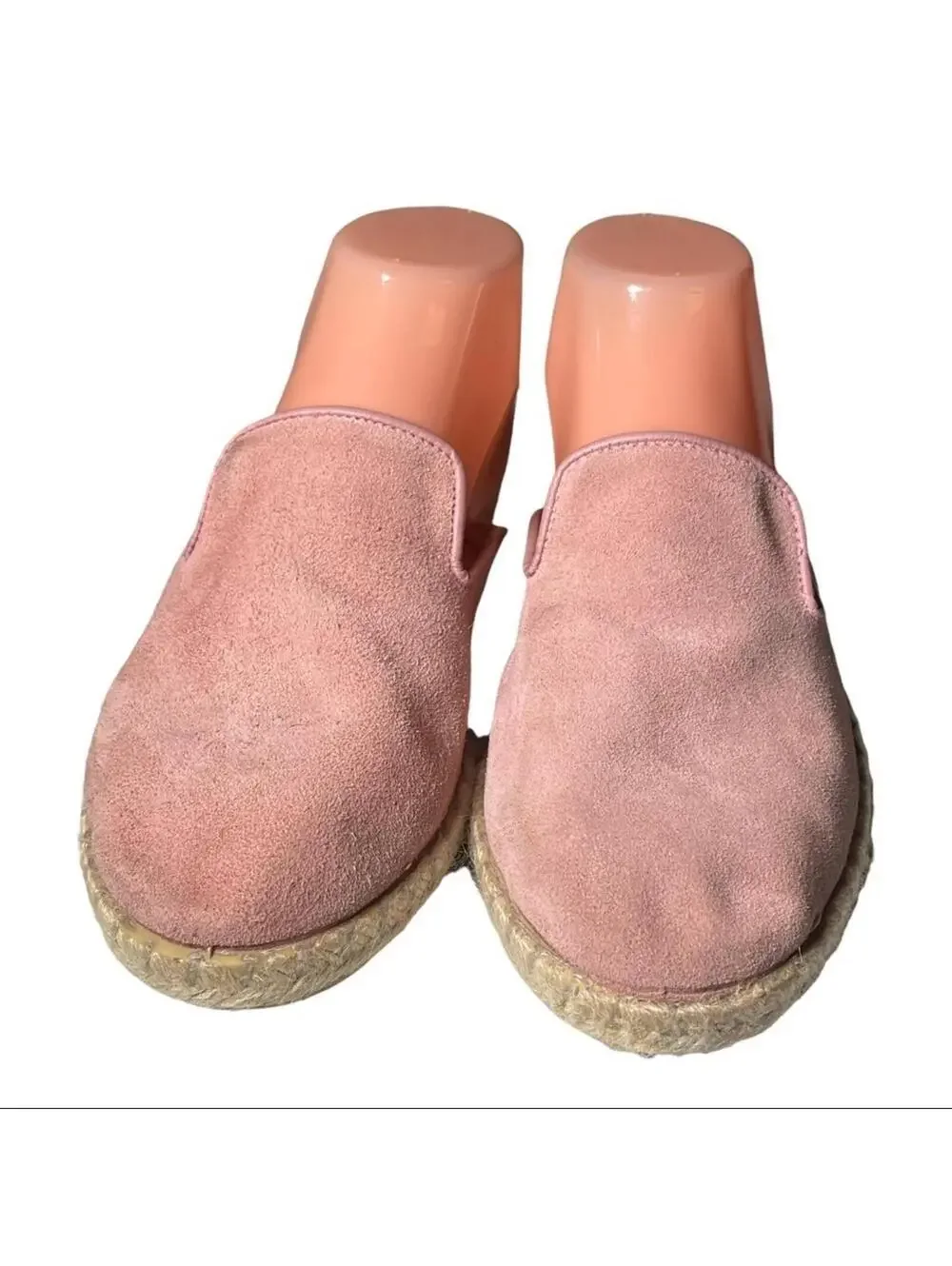Saks Fifth Avenue Pink Suede Espadrille Mules / Slides